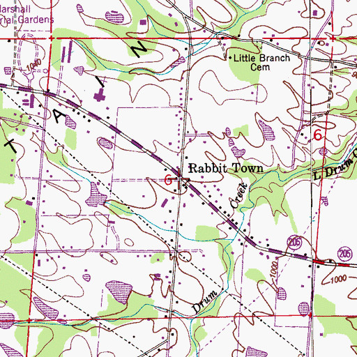 Topographic Map of Rabbit Town, AL