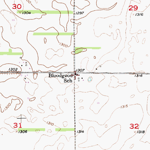 Topographic Map of Bloodgood School, SD