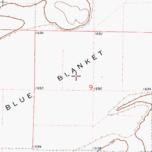 Topographic Map of Blue Blanket Lakebed, SD