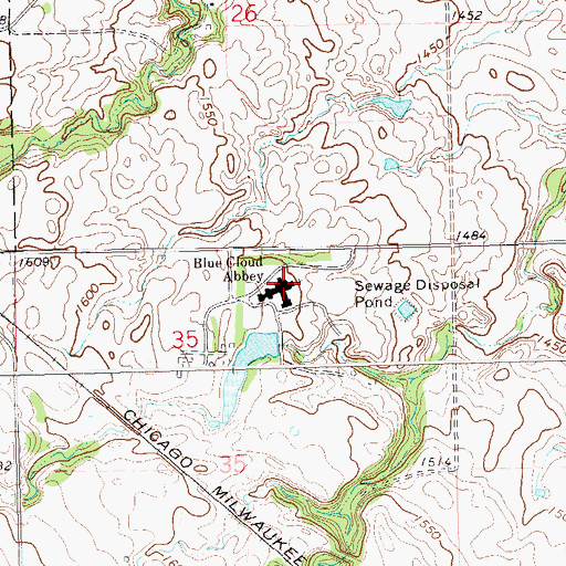 Topographic Map of Blue Cloud Abbey, SD
