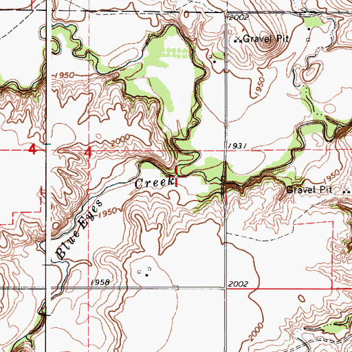 Topographic Map of Blue Eyes Creek, SD