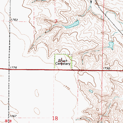 Topographic Map of Blunt Cemetery, SD