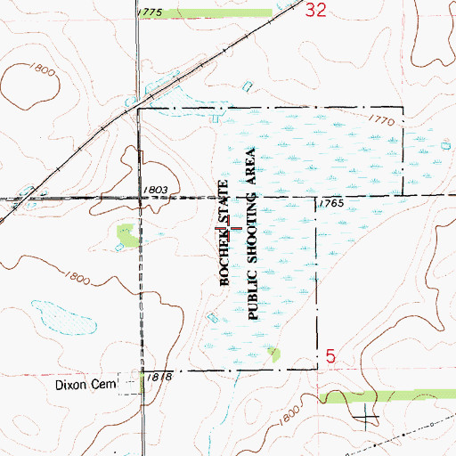 Topographic Map of Bochek State Public Shooting Area, SD