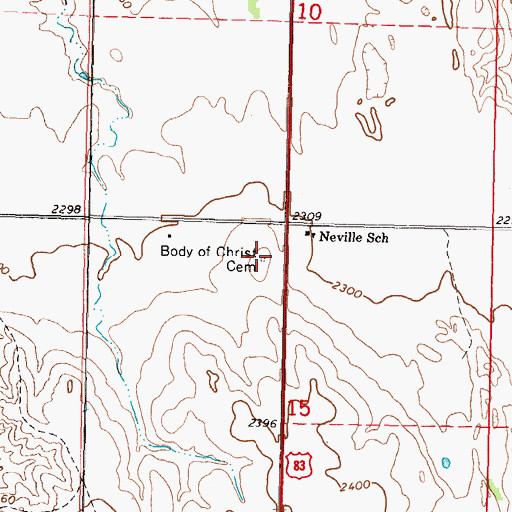 Topographic Map of Body of Christ Cemetery, SD