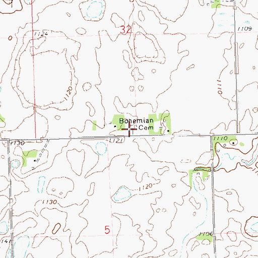 Topographic Map of Bohemian Cemetery, SD