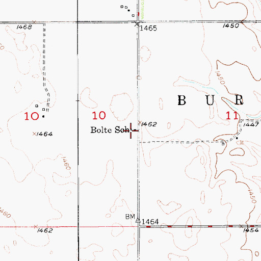 Topographic Map of Bolte School, SD