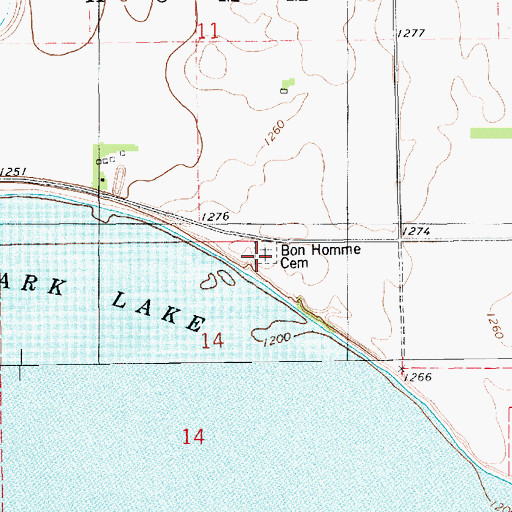 Topographic Map of Bon Homme Cemetery, SD
