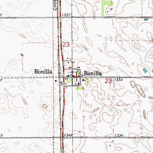 Topographic Map of Bonilla, SD