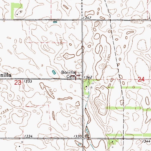 Topographic Map of Bonilla Cemetery, SD