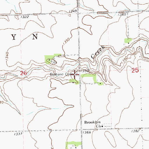 Topographic Map of Bonine Cemetery, SD
