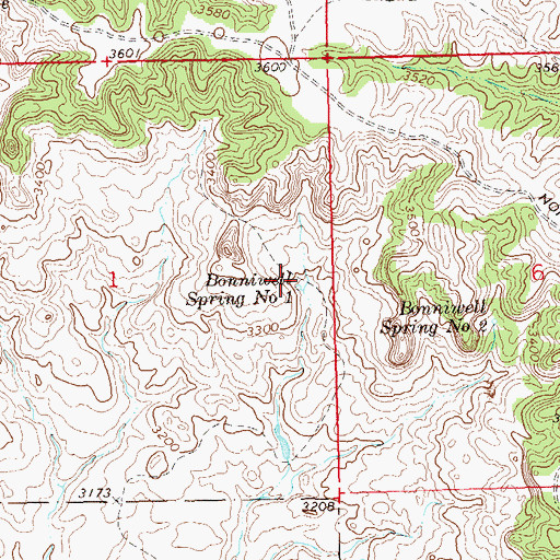 Topographic Map of Bonniwell Spring Number One, SD