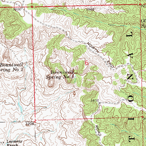 Topographic Map of Bonniwell Spring Number Two, SD
