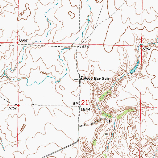 Topographic Map of Boot Bar School, SD