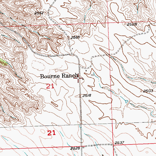 Topographic Map of Bourne Ranch, SD