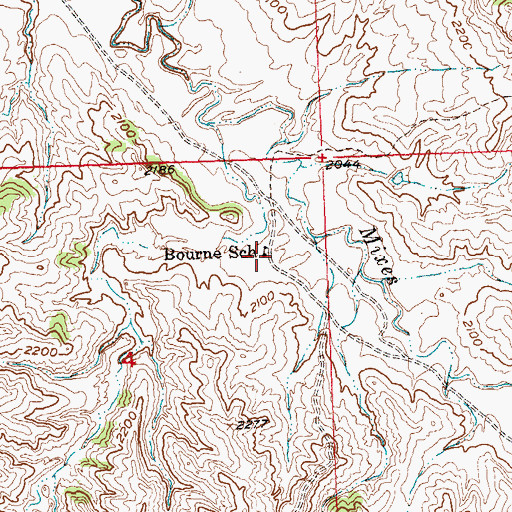 Topographic Map of Bourne School, SD