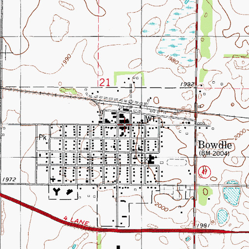 Topographic Map of Bowdle, SD