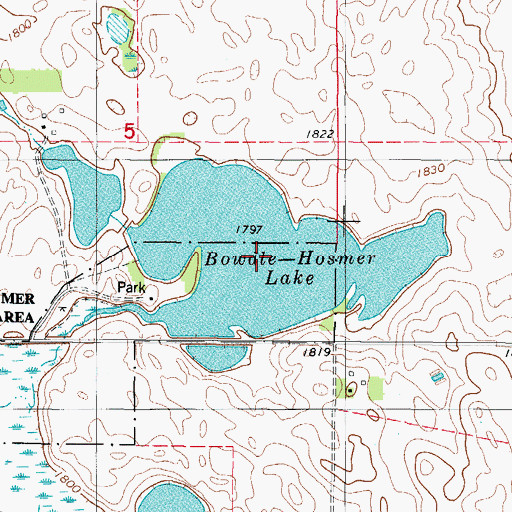Topographic Map of Bowdle-Hosmer Lake, SD