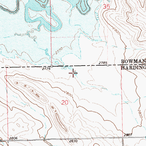 Topographic Map of Bowman-Haley Reservoir, SD