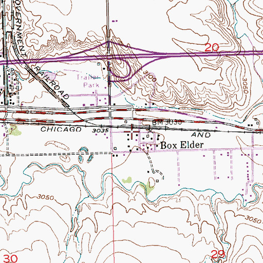 Topographic Map of Box Elder, SD