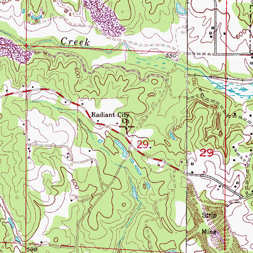 Topographic Map of Radiant City Church, AL