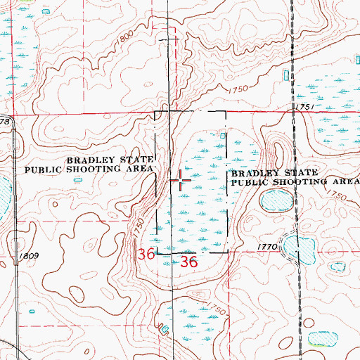 Topographic Map of Bradley State Public Shooting Area, SD