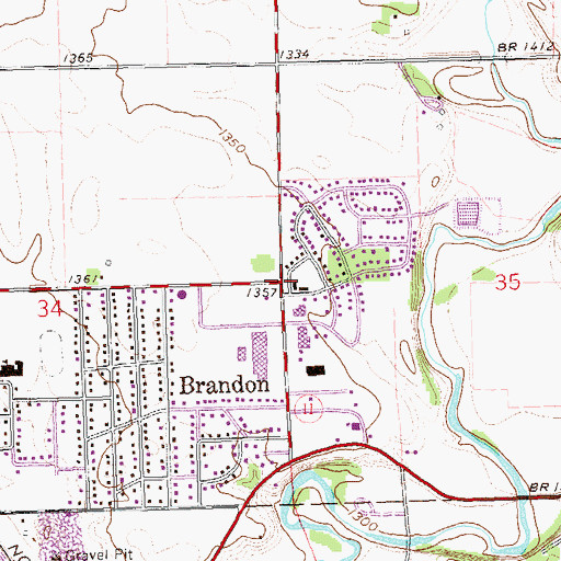 Topographic Map of Brandon, SD