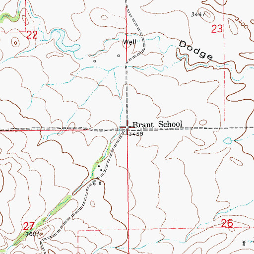 Topographic Map of Brant School, SD