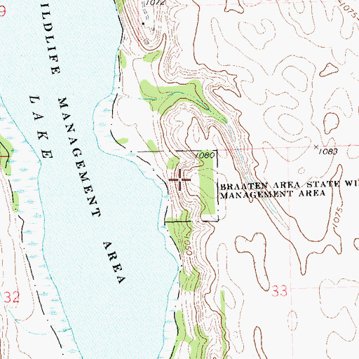 Topographic Map of Bratten Area State Wildlife Management Area, SD