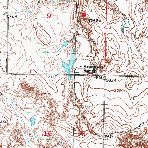 Topographic Map of Braunson Ranch, SD