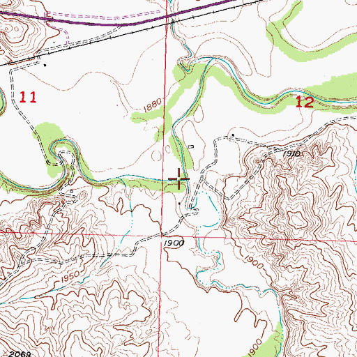 Topographic Map of Brave Bull Creek, SD