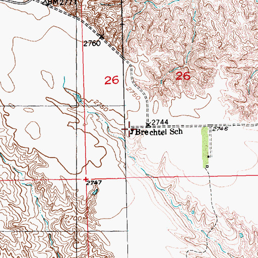 Topographic Map of Brechtel School, SD