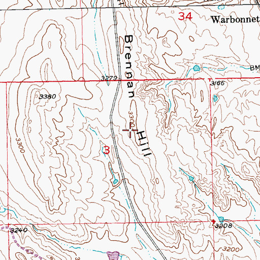 Topographic Map of Brennan Hill, SD