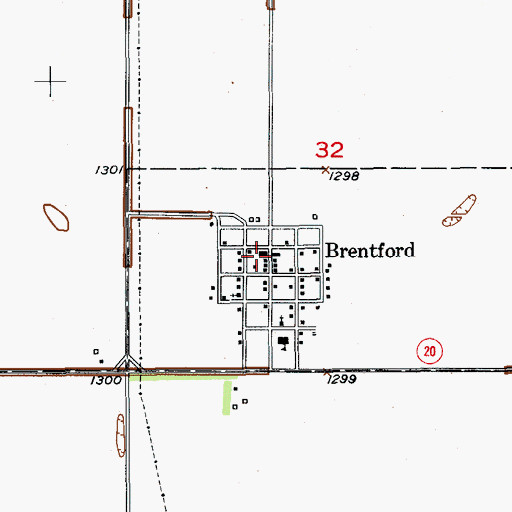 Topographic Map of Brentford, SD