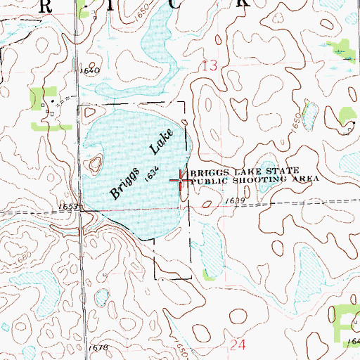 Topographic Map of Briggs Lake State Public Shooting Area, SD