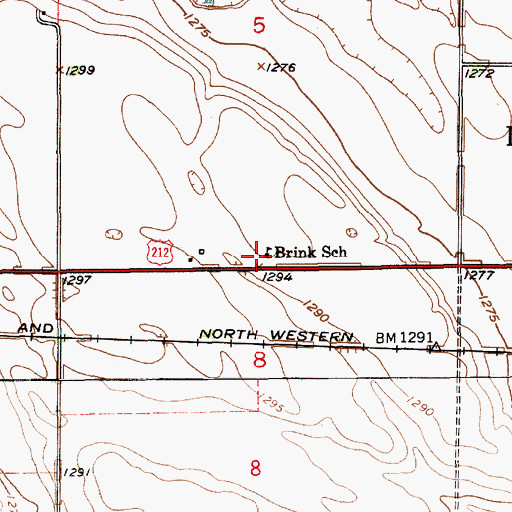 Topographic Map of Brink School, SD