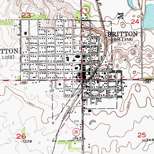 Topographic Map of Britton, SD