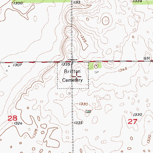 Topographic Map of Britton Cemetery, SD