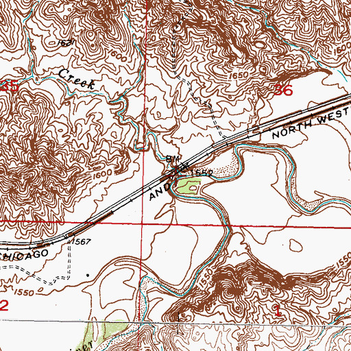 Topographic Map of Broken Neck Creek, SD