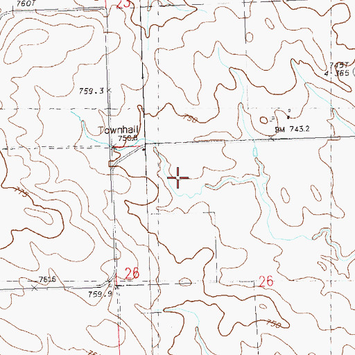 Topographic Map of Bronson School, SD
