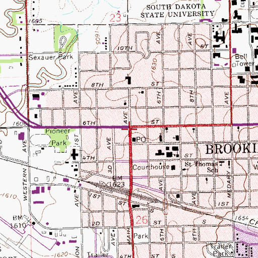 Topographic Map of Brookings, SD
