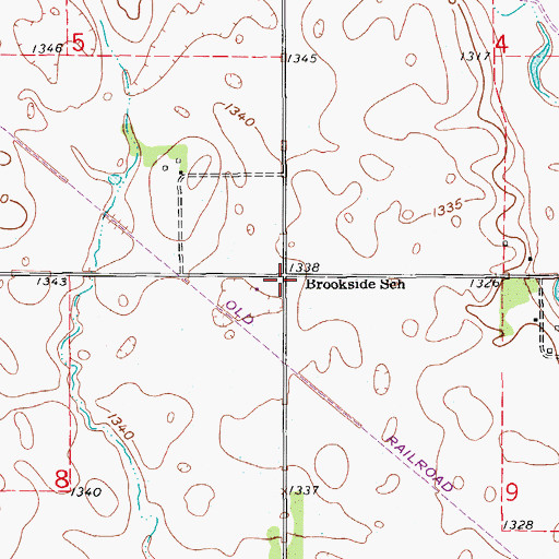 Topographic Map of Brookside School, SD