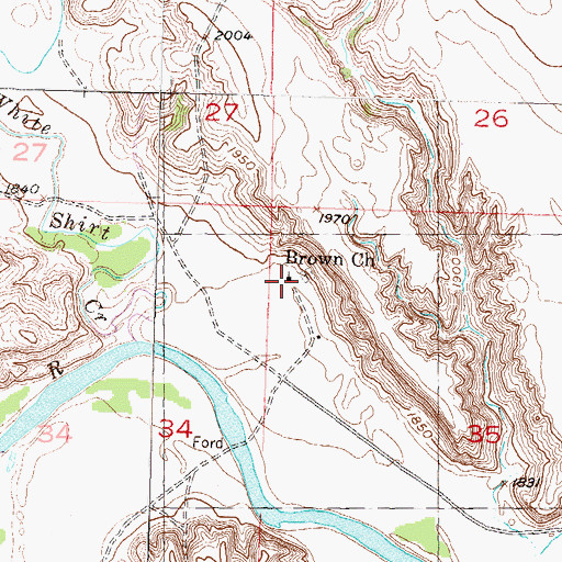 Topographic Map of Brown Church, SD