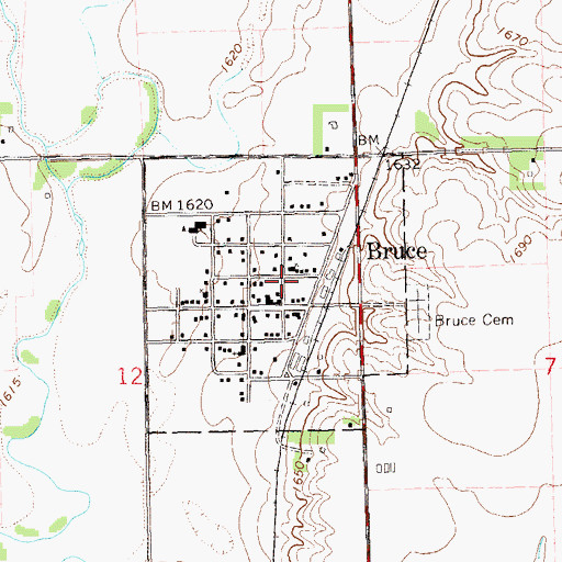 Topographic Map of Bruce, SD