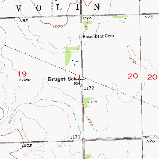 Topographic Map of Bruget School, SD