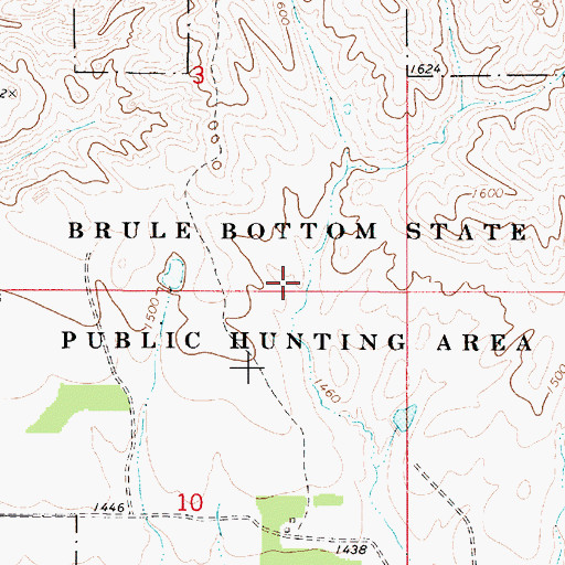 Topographic Map of Brule Bottom State Public Hunting Area, SD