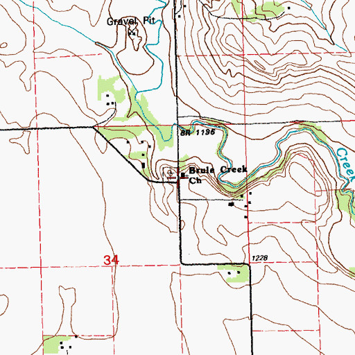 Topographic Map of Brule Creek Church, SD