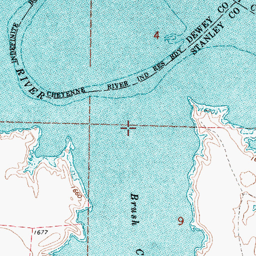 Topographic Map of Brush Creek, SD