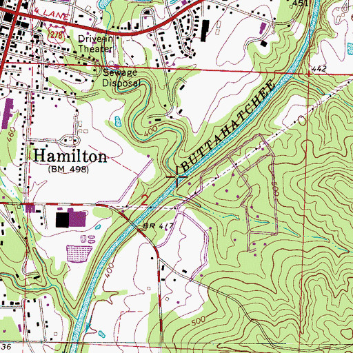 Topographic Map of Ragsdale Creek, AL