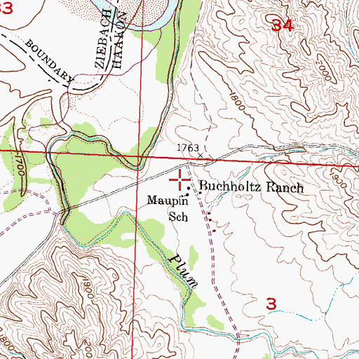Topographic Map of Buchholtz Ranch, SD