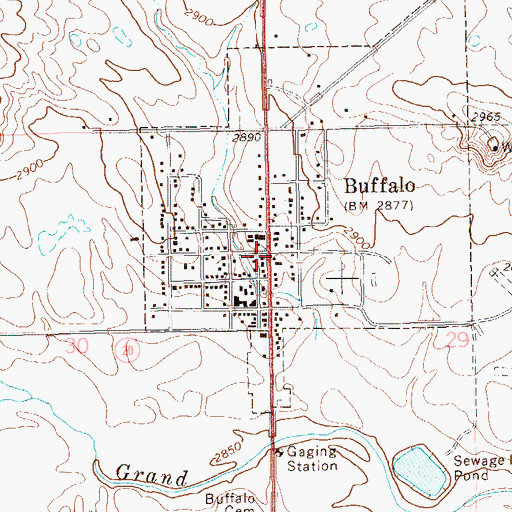 Topographic Map of Buffalo, SD